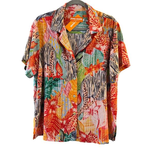 NWT Jams World Ka’u Women’s Short Sleeve Hawaiian Print Button Up Shirt Large - Picture 1 of 8